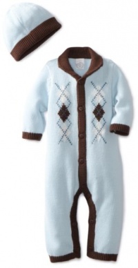 Little Me Baby-Boys Newborn Argyle Sweater Coverall And Hat, Light Blue, 6 Months Little Me Baby-Boys Newborn Argyle Sweater Coverall And Hat, Light Blue, 6 Months