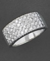 Sheer brilliance. This lovely diamond ring features four rows of round-cut diamonds (1 ct. t.w.) set in 14k white gold.