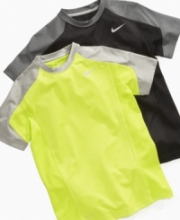 Keep dry in style. This short-sleeve training top from Nike is a perfect fit for his workout regimen. Keep dry in style. This short-sleeve training top from Nike is a perfect fit for his workout regimen.