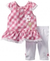 Nannette Baby-girls Infant 2 Piece Plaid Legging Set, Pink, 18 Months
