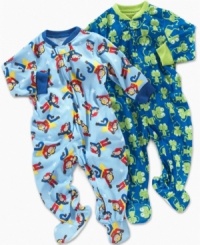 Help your little guy get some traction with one of these darling footed coveralls from Little Me. Help your little guy get some traction with one of these darling footed coveralls from Little Me.