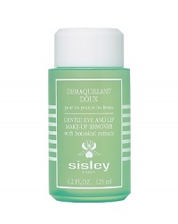 Perfectly cleansed eyes and lips with no risk of irritation. A mild, fresh lotion which quickly and effectively removes make-up from the most delicate parts of the face. Extracts of Matricaria, Cornflower, Gardenia and hydrolyzed Orange Blossom work in synergy to remove every last trace of makeup. The exclusive formula of Gentle Eye and Lip Make-up Remover works to:- Dissolve makeup quickly and completely- Maintain the supple feel of the eyelids and lips, which are the most delicate parts of the face- Produce an instant sense of softness and comfort Perfectly cleansed eyes and lips with no risk of irritation. A mild, fresh lotion which quickly and effectively removes make-up from the most delicate parts of the face. Extracts of Matricaria, Cornflower, Gardenia and hydrolyzed Orange Blossom work in synergy to remove every last trace of makeup. The exclusive formula of Gentle Eye and Lip Make-up Remover works to:- Dissolve makeup quickly and completely- Maintain the supple feel of the eyelids and lips, which are the most delicate parts of the face- Produce an instant sense of softness and comfort