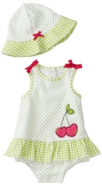 Little Me Baby-girls Newborn Sweet Cherry Popover with Hat, White/Green, 9 Months Little Me Baby-girls Newborn Sweet Cherry Popover with Hat, White/Green, 9 Months