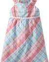 Hartstrings Girls 2-6X Toddler Sleeveless Cotton Seersucker Plaid Dress, Red, 2T