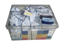 Noa Lily Basket with Footie, Kimono, Short Sleeve Bodysuit, Blanket, Hat, Towel, and Bib , Large stars, Large Noa Lily Basket with Footie, Kimono, Short Sleeve Bodysuit, Blanket, Hat, Towel, and Bib , Large stars, Large