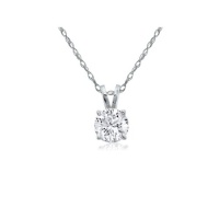 14K White Gold 1/4 Carat White Diamond Solitaire Pendant, 18 Inch Chain, Good Color and Clarity 14K White Gold 1/4 Carat White Diamond Solitaire Pendant, 18 Inch Chain, Good Color and Clarity