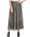 An allover global-inspired print makes this DKNYC maxi skirt a perfect pick for a stylish summer look!