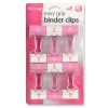 Officemate Breast Cancer Awareness Medium Easy Grip Binder Clips, Pack of 12, Pink/White (08905)