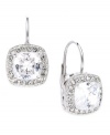 Infuse your every day look with a little shimmer. Eliot Danori's dazzling drop earrings feature cushion-cut cubic zirconias (6 ct. t.w.) set in silver tone mixed metal. Approximate drop: 1/2 inch.