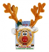 Reindeer Antlers and Light-up Blinking Rudolph Flashing Nose Set - One Size Fits All this Christmas Holiday Reindeer Antlers and Light-up Blinking Rudolph Flashing Nose Set - One Size Fits All this Christmas Holiday
