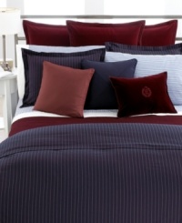Woven of pure cotton with a chic striped pattern and solid white cuff, the Greenwich Modern sheet from Lauren Ralph Lauren lends sophistication to any bedroom. Woven of pure cotton with a chic striped pattern and solid white cuff, the Greenwich Modern sheet from Lauren Ralph Lauren lends sophistication to any bedroom.