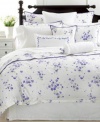 Martha Stewart TROUSSEAU VIOLETS Standard Pillowcases, Pair - White Embroidered Blossoms