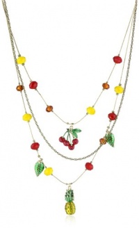 Betsey Johnson Rio Pineapple and Bead Illusion Necklace