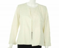 Eileen Fisher Embroidered Cotton Squares Jacket Off-White X-Small Eileen Fisher Embroidered Cotton Squares Jacket Off-White X-Small