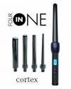 Cortex 4in1 Pro Ceramic Clipless Curling Iron Set with Four Ceramic/Tourmaline Interchangeable Heads, Heat Resistant Glove and 140 - 450 Degree Variable Temperature