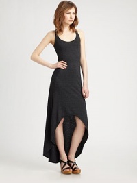 Trend-smart tank dress has a racerback, plunging scoopneck and dramatic hi-low hem. ScoopneckSleevelessHi-low hemRacerbackAbout 46 from natural waist50% polyester/37½ cotton/12½ rayonMachine washMade in USAModel shown is 5'10 (177cm) wearing US size Small. Trend-smart tank dress has a racerback, plunging scoopneck and dramatic hi-low hem. ScoopneckSleevelessHi-low hemRacerbackAbout 46 from natural waist50% polyester/37½ cotton/12½ rayonMachine washMade in USAModel shown is 5'10 (177cm) wearing US size Small.