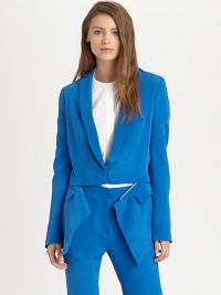 A zip-off tuxedo hem amps up the versatile appeal of this tailored silk topper.Notch collarDefined shouldersChest pocketFront tab closureZip-off hemAbout 28 from shoulder to hemSilkDry cleanImportedModel shown is 5'9½ (176cm) wearing US size 4. A zip-off tuxedo hem amps up the versatile appeal of this tailored silk topper.Notch collarDefined shouldersChest pocketFront tab closureZip-off hemAbout 28 from shoulder to hemSilkDry cleanImportedModel shown is 5'9½ (176cm) wearing US size 4.