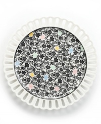 Elegance is easy with the Geneva cake plate from Martha Stewart Collection. Allover florals with an antique feel and pierced edge make pies, tarts and cakes look especially irresistible. Elegance is easy with the Geneva cake plate from Martha Stewart Collection. Allover florals with an antique feel and pierced edge make pies, tarts and cakes look especially irresistible.