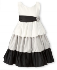 This dress by Princess Faith is simply stunning. She'll feel fantastic showing off this bubble tiered skirt and unique mixed color style. This dress by Princess Faith is simply stunning. She'll feel fantastic showing off this bubble tiered skirt and unique mixed color style.