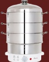 Secura 3-Tier 9-Quart Stainless Steel Electric Food Cooker Rice Steamer, w/ Steam360 technology S-326