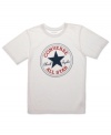 An icon for most of the last century, the Chuck Taylor All Star logo never seems to go out of style. The latest way for your little guy to wear it: Front and center this Converse short-sleeved logo tee.