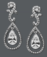 Get primed for the party. Arabella's elegant earrings feature a unique scrolling S design dusted with Swarovski zirconias (9 ct. t.w.). Crafted in sterling silver. Approximate drop: 1-1/4 inches. Get primed for the party. Arabella's elegant earrings feature a unique scrolling S design dusted with Swarovski zirconias (9 ct. t.w.). Crafted in sterling silver. Approximate drop: 1-1/4 inches.