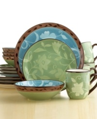 Every meal feels like a fresh spring picnic with Patio Garden dinnerware. The pale silhouettes of blooming flowers dance against brushed earth tones to rejuvenate your table year-round. A dark vine adds an element of classic pottery design to this contemporary botanical motif. From Pfaltzgraff's collection of dinnerware and dishes.