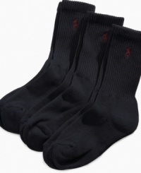 These comfortable classics come in a three pack with a fully cushioned bottom that will protect his feet during those long hours on the playground. These comfortable classics come in a three pack with a fully cushioned bottom that will protect his feet during those long hours on the playground.
