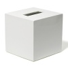 Sleek and sophisticated in cool white, these hand-lacquered bath accessories brighten any bathroom.