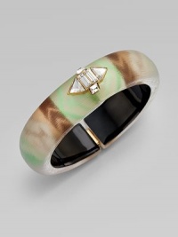 From the Lucite O'Keeffe Collection. A beautifully hand-crafted lucite design with a dazzling Swarovski crystal cluster. Hand-crafted luciteSwarovski crystalsGoldtoneDiameter, about 2.4Hinged, magnetic closureMade in USA From the Lucite O'Keeffe Collection. A beautifully hand-crafted lucite design with a dazzling Swarovski crystal cluster. Hand-crafted luciteSwarovski crystalsGoldtoneDiameter, about 2.4Hinged, magnetic closureMade in USA