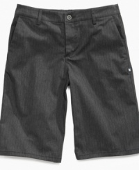A cool classic look is within his reach when he has these chino shorts from DC Shoes sitting in his closet. A cool classic look is within his reach when he has these chino shorts from DC Shoes sitting in his closet.