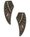 Flight of fancy. RACHEL Rachel Roy takes you under its wing with this set of post earrings. Crafted from silver-tone mixed metal and featuring glass accents, this pair provides the perfect style lift. Approximate drop: 1-3/4 inches. Approximate diameter: 3/4 inch.