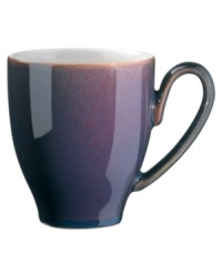 A true gem, the Amethyst mug is simply glazed but boldly hued, in deep indigo and crisp white from Denby's collection of dinnerware. The dishes can embrace their luxe color alone or they can be paired with the playful dots of Amethyst Stone for a well-balanced and uniquely customized table setting. A true gem, the Amethyst mug is simply glazed but boldly hued, in deep indigo and crisp white from Denby's collection of dinnerware. The dishes can embrace their luxe color alone or they can be paired with the playful dots of Amethyst Stone for a well-balanced and uniquely customized table setting.