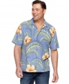 Get that laid-back breezy look -- this big and tall silk shirt from Tommy Bahama is one to grow on.