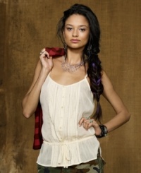 A layer of luxe lace adds flirtatious charm to Denim & Supply Ralph Lauren's sheer bohemian-chic camisole. A layer of luxe lace adds flirtatious charm to Denim & Supply Ralph Lauren's sheer bohemian-chic camisole.