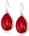 Lucky Brand Expedition Ears Silver-Tone Coral Set Stone Drop Earrings