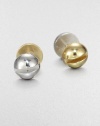 Bold and fun screw-design earrings are two-tone and two-sided so it's like getting two pairs of studs in one.Brass and silvertoneDiameter, about .75Post backImported