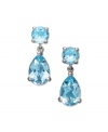 A true blue touch. Round and pear-cut blue topaz gemstones (2-1/5 ct. t.w.) add brilliant color and shine to any look. Post backing and setting crafted in sterling silver. Approximate drop: 1/4 inch.
