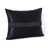 Add luxurious detail to your boudoir with this rich navyHUGO BOSS decorative pillow, boasting a lush contrasting grosgrain ribbon detail.