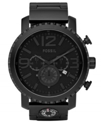 A sense of style and direction engulfs this black-on-black Gage collection watch by Fossil. A sense of style and direction engulfs this black-on-black Gage collection watch by Fossil.