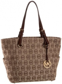 Michael Kors Monogram Jet Set Signature Womens Handbag Tote Brown Michael Kors Monogram Jet Set Signature Womens Handbag Tote Brown