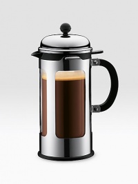 A elegantly modern French press coffee maker from the renowned Danish company, designed in borosilicate double-wall glass encased in stainless steel to protect the glass and ensure that it's completely spill-proof. A silicone gasket connects the lid and glass to help maintain the heat of the coffee even longer.8-cup/34-oz. capacityIncludes 0.25-oz. A elegantly modern French press coffee maker from the renowned Danish company, designed in borosilicate double-wall glass encased in stainless steel to protect the glass and ensure that it's completely spill-proof. A silicone gasket connects the lid and glass to help maintain the heat of the coffee even longer.8-cup/34-oz. capacityIncludes 0.25-oz.