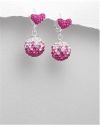 love-heart earrings decorated with crystal glass In 92.5 Sterling Silver Earrings