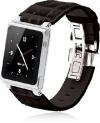 iWatchz STLBLKDYTP Timepiece Stainless Leather Watch Strap for iPod nano 6th Gen with Deploy-Black