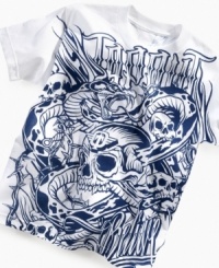 A hard rock graphic for hardest rocker in your house: Tapout Exit Eden logo tee with skulls and dragon graphic. A hard rock graphic for hardest rocker in your house: Tapout Exit Eden logo tee with skulls and dragon graphic.