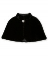 Adorable faux fur capelet with jewel front button closure by BCX.