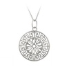 Sterling Silver Greek Key Medallion Pendant Necklace , 18