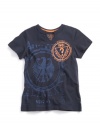 GUESS Kids Boys Slit Neck Tee with Seal on Chest, NAVY (12/14)