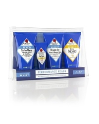 Four body-fortifying products developed to enhance your performance in sports and in life. All in travel-ready sizes. Set includes 2 ounces of Dragon Ice Relief & Recovery Balm, Sun Guard SPF 45 Sunscreen, Turbo Wash Energizing Hair & Body Cleanser and .25 ounce Intense Therapy Lip Balm Four body-fortifying products developed to enhance your performance in sports and in life. All in travel-ready sizes. Set includes 2 ounces of Dragon Ice Relief & Recovery Balm, Sun Guard SPF 45 Sunscreen, Turbo Wash Energizing Hair & Body Cleanser and .25 ounce Intense Therapy Lip Balm