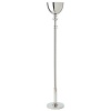 This sleek floor lamp is influenced by industrial design. Double disk detail is included on the shaft.